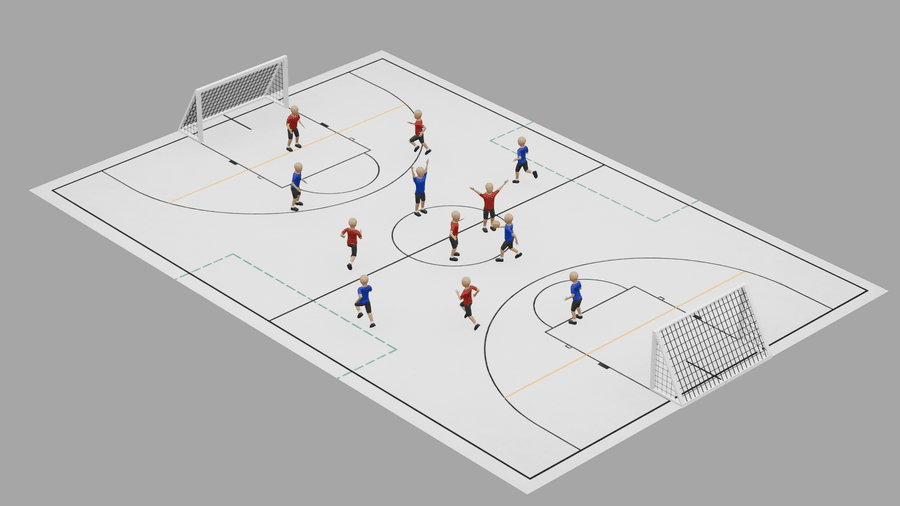 Two Touch Ball – Spielfeld-Skizze für Ball & Objektkontrolle im Turnunterricht